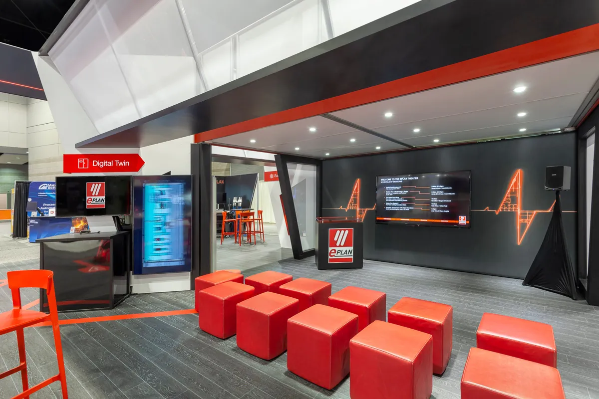 BrightPipe event technology deployed in a trade show booth