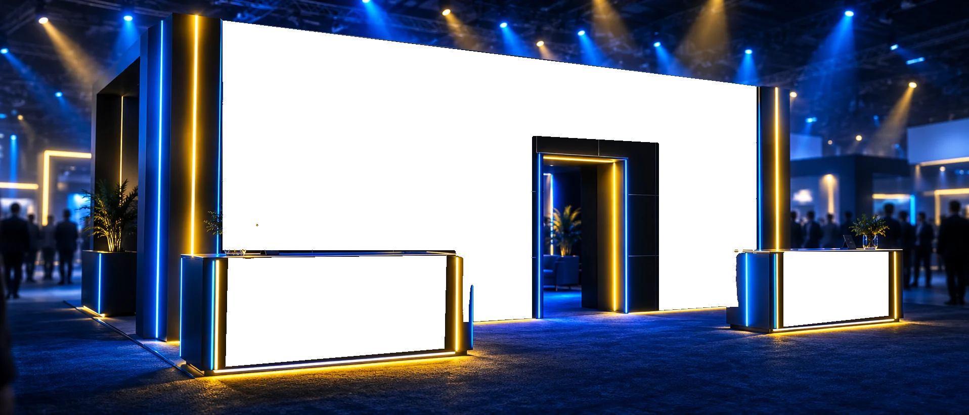 MMW 7x4 in a 10 by 20 booth with a door and two LED counters